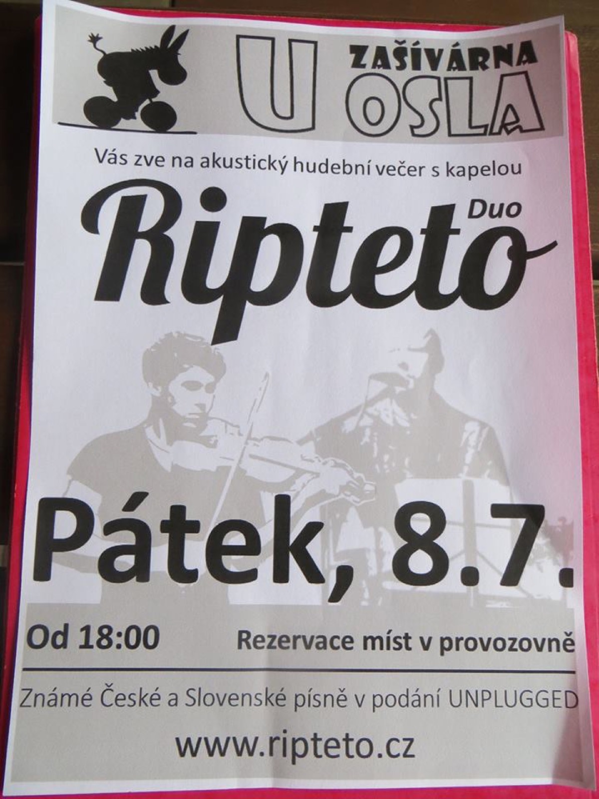 Akustický hudební večer se skupinou Ripteto